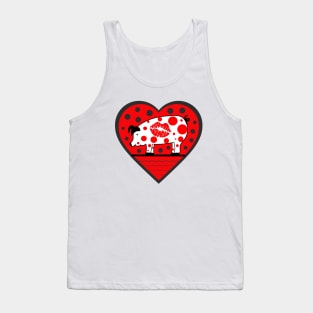 Lipstick Kiss Polka Dot Pig Valentine Tank Top